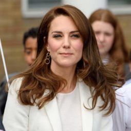the duchess of cambridge kate middleton with her long brunette blow-out hair