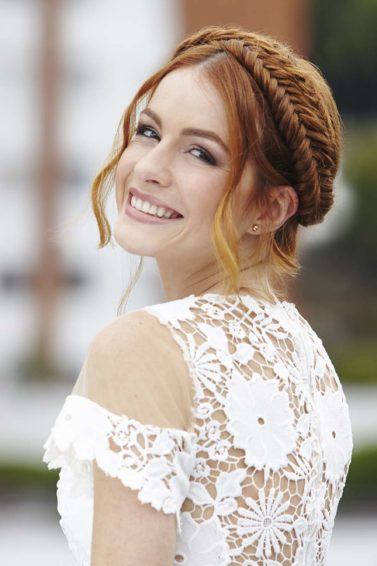 messy milkmaid fishtail plait red hair