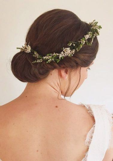 brunette woman with her hair in a